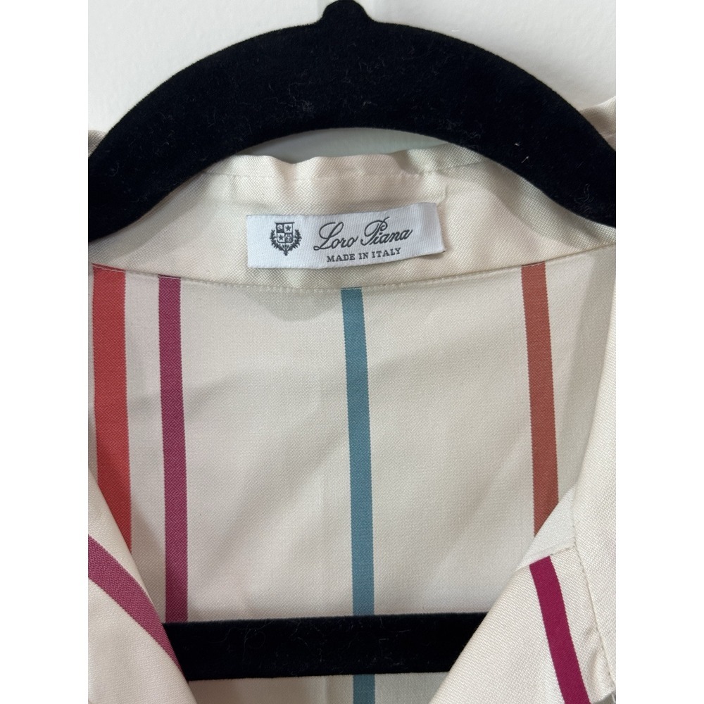 Loro Piana Women's Abito April Santa Crus Striped Silk Shirt Dress US Size L - Picture 11 of 12
